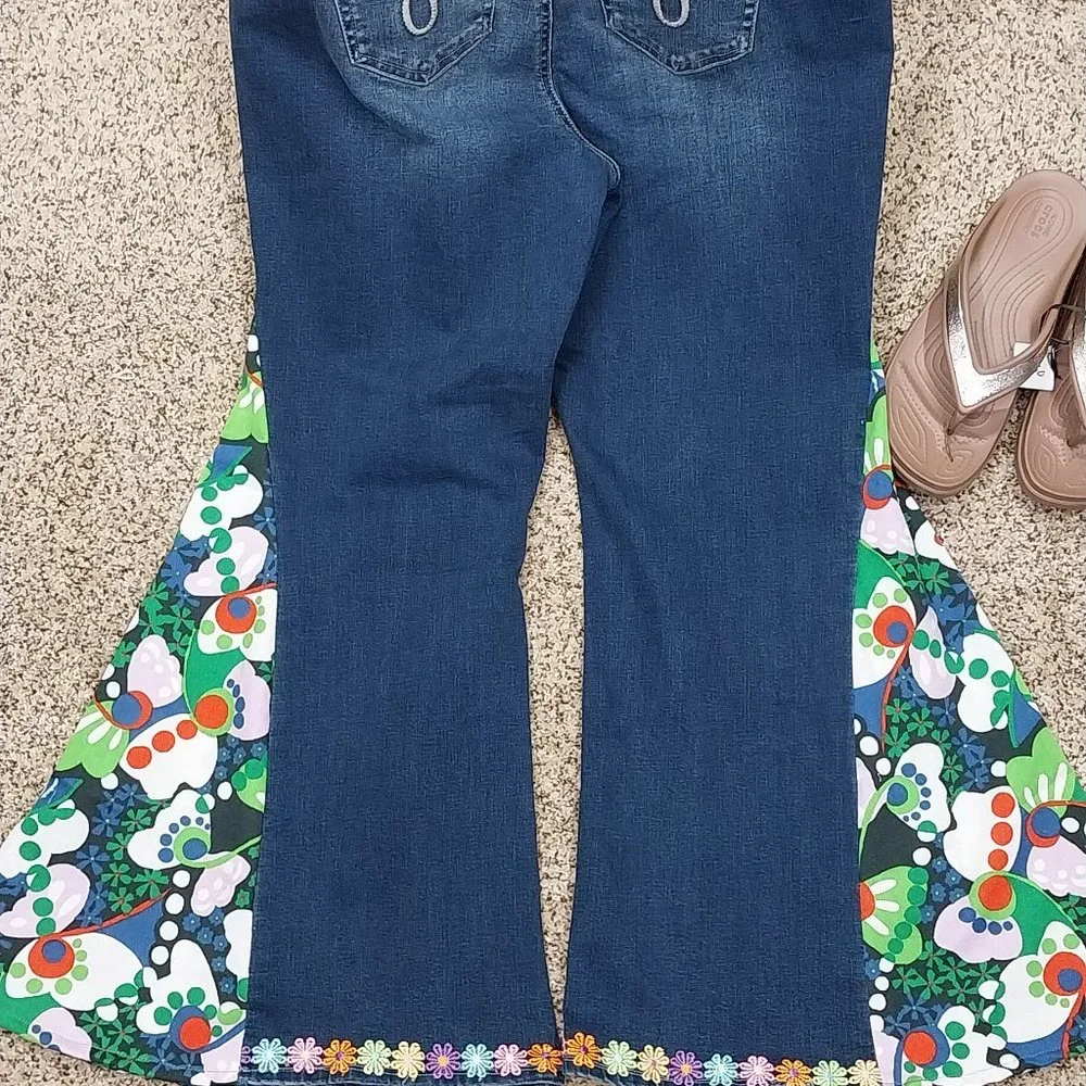 2675 Size 16WP 1946 Upcycled Stretch Bell-Bottoms - Picture 4 of 6